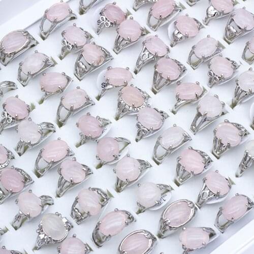 25 Pcs Fashion Whole Natural Stone Silver Plated Rings For Women Jewelry Bulk Lots Free Shipping