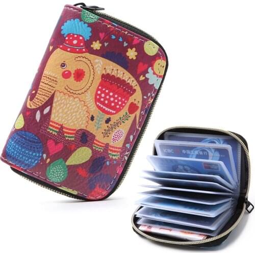 Fashion Cute Elephant Women Men ID Credit Card Holder High Capacity 24 Bits Cards Case Bag Driver License for Female Teenager