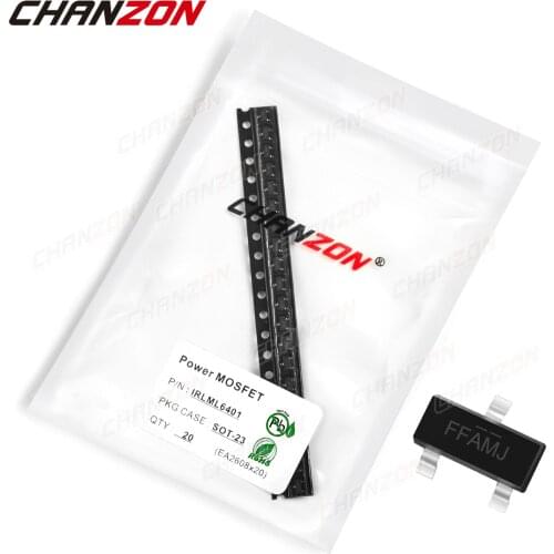 20Pcs IRLML6401 SOT-23 Power Mosfet Transistor Bipolar Junction BJT Powerful Triode Tube Fets SMD -4.3A -12V Integrated Circuits