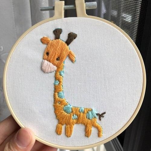 DIY Embroidery Set Cartoon Animal with 13CM Hoop for Beginner Adults Needlework Kit Handmade Home Decorations new