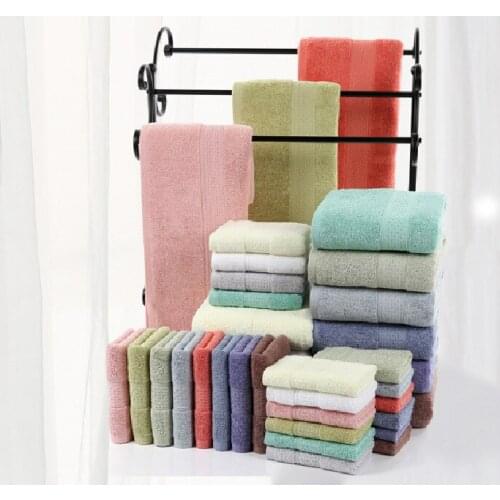 100% cotton towel set with 3 pieces, pure color towel, logo embroidery is available as corporate gifts