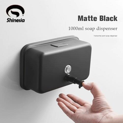 Shinesia Bathroom Liquid Soap Dispenser 500/800/1000ml Wall Mounted Matte Black/Brushed/Chrome Bathroom Accessories