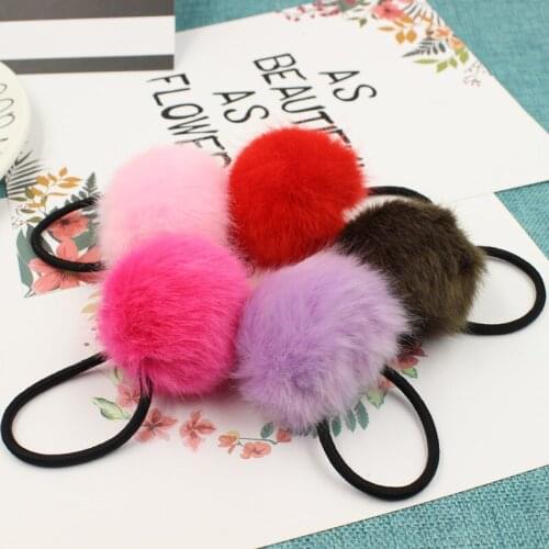 Hot Korean Cute Trendy Warm Soft Fake Rabbit Fur Woman Elastic Hair Rope Bands Girls Hair Accessories Rubber Band Headwear