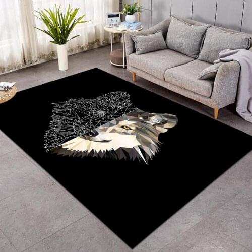 Luxury 3D Wolf Living Room Carpet Black Animals Floor Rugs Bedroom Bedside Mat Large Rug Carpets Home Decor Mat 120x185cm