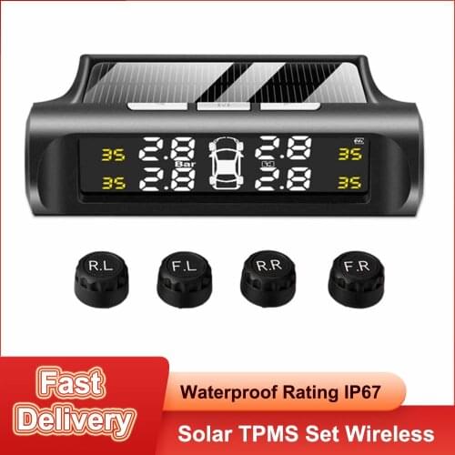 Solar TPMS Set Wireless Car Tire Pressure Sensor Tyre Pressure Temperature Warning Auto Security Alarm Monitor System