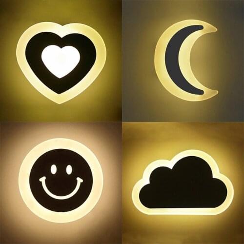 Led Wall Lamp LED Sconce Love smile Acrylic Modern Home Decor wall Light for kids Bedside Bedroom Lamp Baby Room romantic Lamp