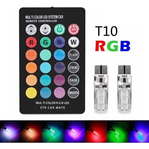 T10 RGB LED Car Clearance Light Bulb RV 12V Door Light Truck Reading Lamp Trailer Colorful Dome Lamp Car Accessories Universal