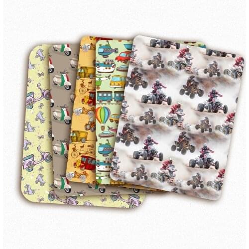 Polyester Cotton Fabric By Half The Yard Cartoon Motorcycle Printed Cloth Sheets Dress Masks Making DIY Crafts Supplies 45*145cm