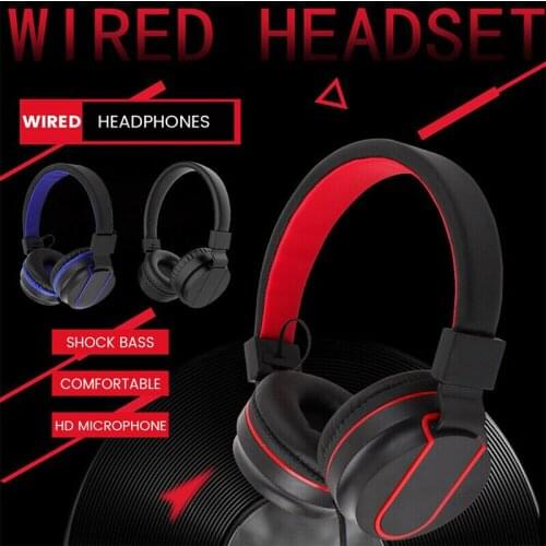 Universal 3.5mm Wired Headphone Over Ear Bass Sound Stereo Gaming Headset Internet Bar 90 Degree Folded Earphone Accessories
