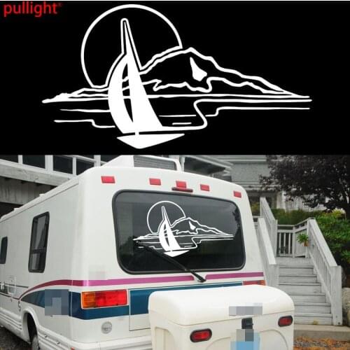 Sunset Scenery lake mountain boat Graphics for rear or bonnet Camper Van Graphics Motor Home Truck Vinyl Kit Decals Car Stickers
