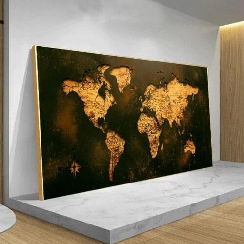 Vintage World Map Picture Canvas Paintings Abstract Posters and Prints Wall Art Pictures for Living Room Home Decoration Cuadros