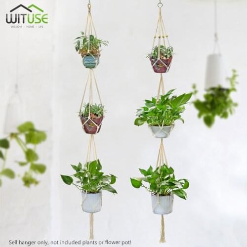 Vintage Macrame Hanging Baskets 100% Cotton Handmade Flowerpot Net Plant Hanger Holder Hanging Flowerpot Basket Pots Holder
