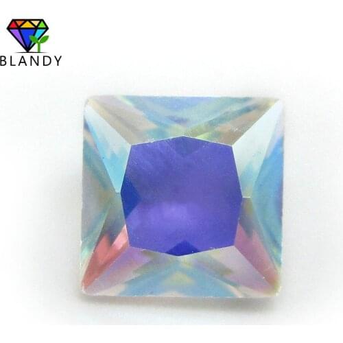 High Quality 3x3~10x10mm Square Shape Princess Cut Loose AB Colors Glass Stone Synthetic Gems Beads For Jewelry Free Shipping