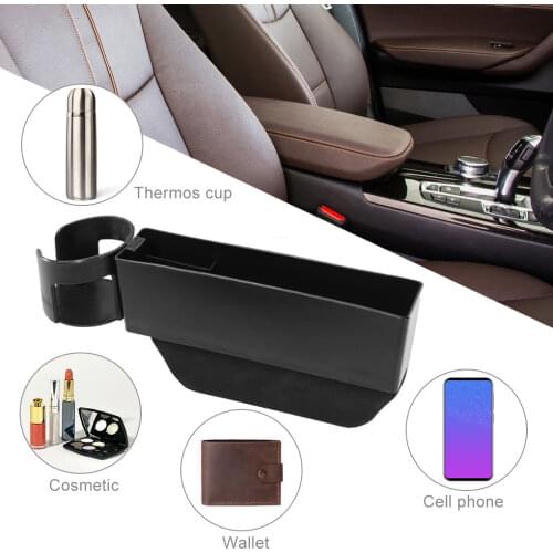 Car Seat Crevice Storage Box Slot Multi-function Organizer Car Foldable Quilted Cup Holder Car Interior Accessories Car Storage