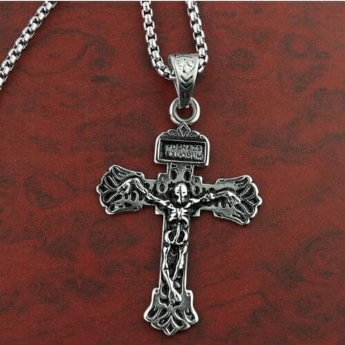 Antique silver skull of the cross necklace with human skeleton pendant free ship