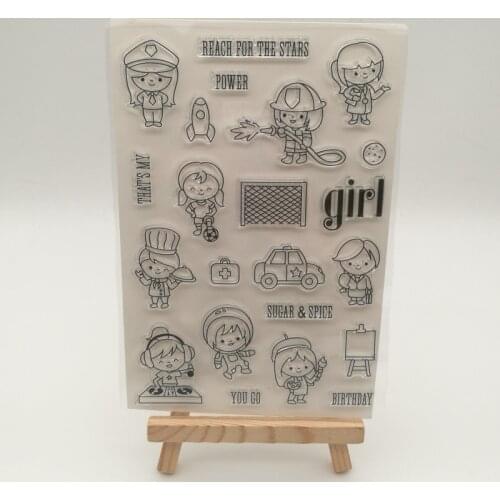 1sheet Girl transparent Silicone stencil for DIY Scrapbooking photo album decorative sheets