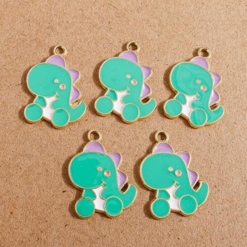 10pcs 18*25mm Charms Enamel Cartoon Animal Dinosaur Charms Pendants for Jewelry Making Necklaces Earrings DIY Handmade Crafts