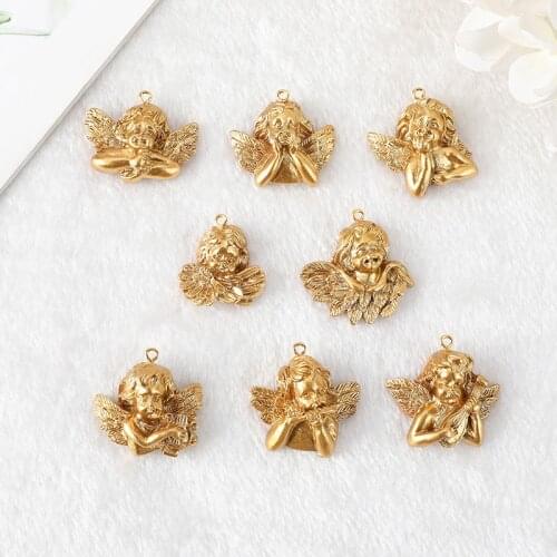 10Pcs/Lot Cupid Angel Charms Flatback Resin Baby Face Crafts for Necklace Earring Pendant Diy Making