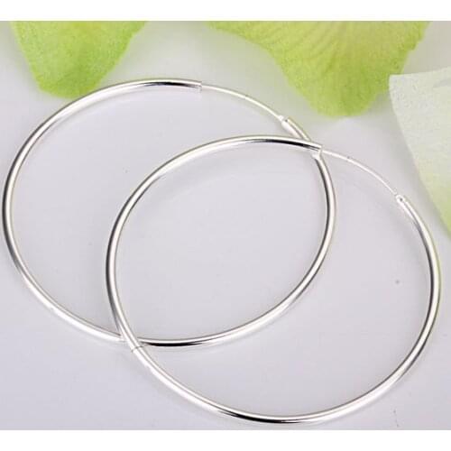 2020 wholesale . sterling silver color simple big circle earrings! . ladies jewelry . 50mm round earrings jewelry