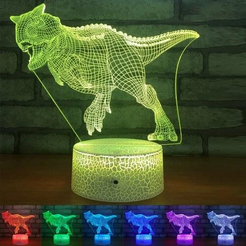 Dinosaur 3d Lamp Illusion Led Childrens Night Lights Baby Bedroom Decoration Bedside Lights Gift Toys for Kids Birthday Xmas