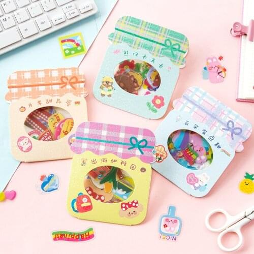 40pcs/Pack Cute Rabbit Bear Stickers Cartoon Decoration Journal Scrapbook Diary Material Kawaii Stationery Sticker School Supply