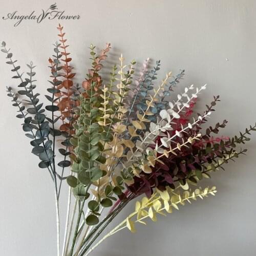 5 Branch Artificial Flower Eucalyptus Money Leaf Wedding Flower Arrangement Materials Plants Leaf Money String Grass Wholesale