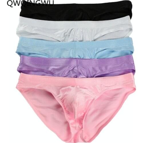 5PCS Mens Underwear Bright Briefs Underpants Male Sexy Silky Brief Shorts Man Gay Underwear Panties Low Waist Sleepwear