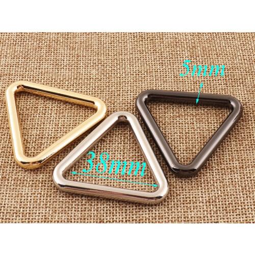 6 Pcs Pale Gold/Silver/Gunmetal Triangular Rings,Fasteners Belt Slide Buckle,Metal Purse Buckles Hardware Supplies-38MM