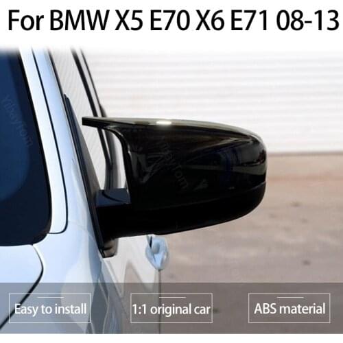 Side Mirror Covers Rearview Mirror Cover Caps M Style 2pcs Black Horn Shape for BMW X5 E70 X6 E71 2008 2009 2010 2011 2012 2013