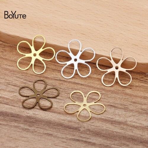BoYuTe (100 Pieces/Lot) 22MM Metal Copper Stamping Plate Flower Materials Hand Made Diy Jewelry Accessories Parts