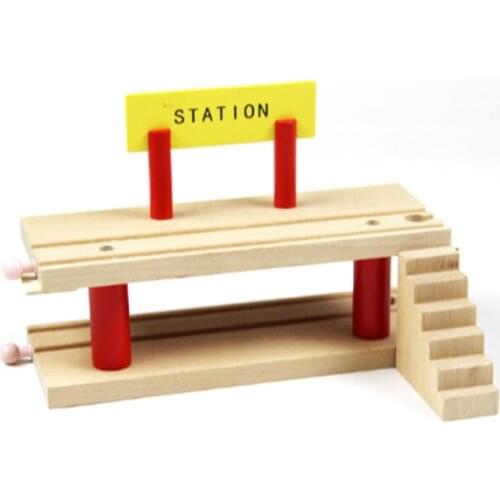 P125 Double wooden deck station with S compatible track fit Brio Wooden Educational Train Boys educational toys