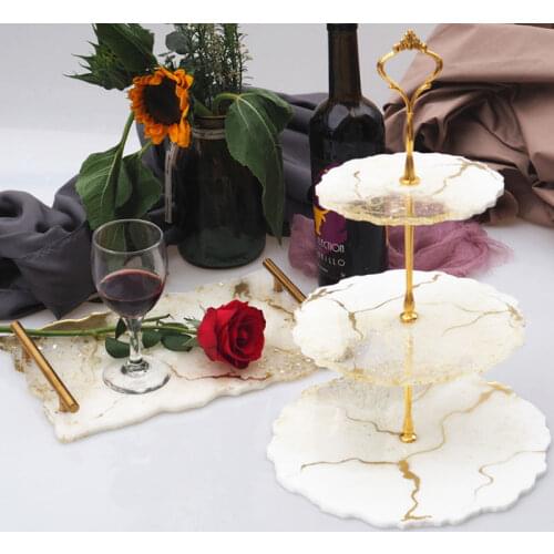 DIY Crystal Epoxy Wavy Swing Table Tray Silicone Mold Large Medium and Small Three-layer Round Flower-shaped Fruit Tray Mold