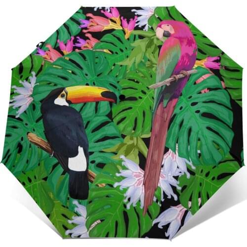 Exotic Birds Windproof Automatic Folding Inverted Umbrella Portable Paraguas for Man Woman