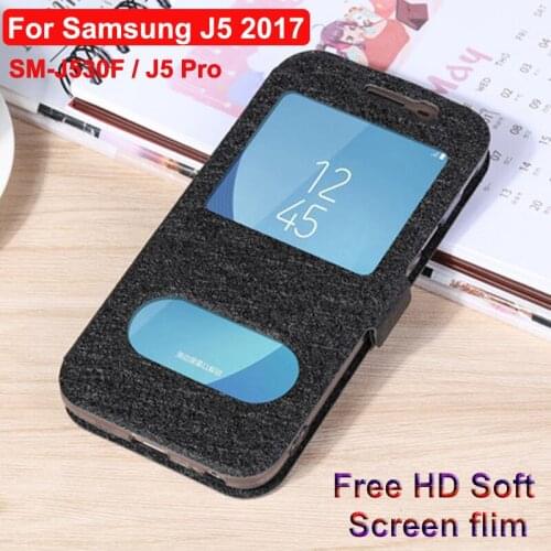Flip Case For Samsung galaxy J5 2017 cases 5.2" For Galaxy J 5 J5 Pro J530 2017 shell open window + leather case SM-J530F cover