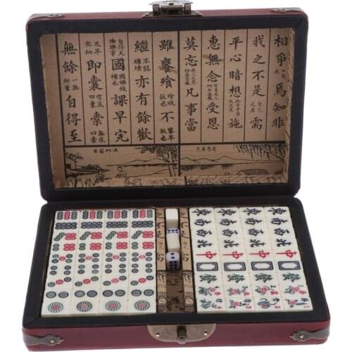Chinese Travel Mahjong Set with Case, Mini Mah Jongg for Family Fun Compact Size