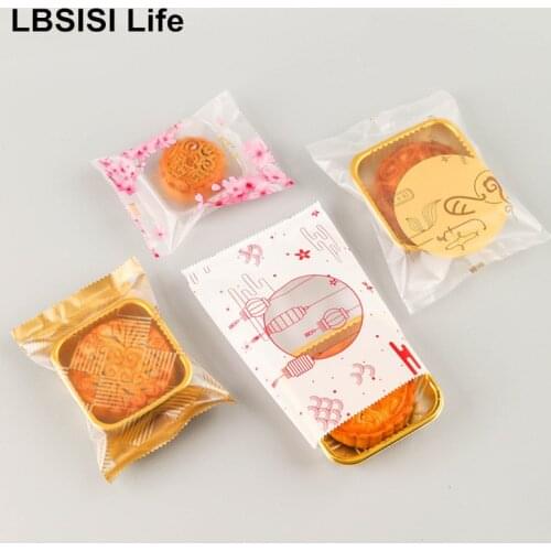 LBSISI Life 100pcs/Lot 9x11.5cm 50g Mooncake Hot Seal Bags Handmade Candy Snacks Egg Yolk Crisp Packing For Mid-Autumn Festival