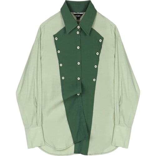 2020 Hot Sale Real Polyester Full Shein Zanzea Blusa Shirt Womens Sleeves Personality Multi-button Color Matching Loose Women