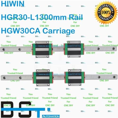 HIWIN Linear Guide HGR series 30mm 2pcs HGR30 -L 1300mm Linear rail +4pcs HGW30CA Flange Carriage HGW30CA