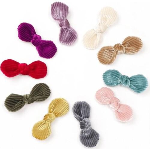 Boutique 20pcs Fashion Cute Corduroy Bow Hair Clips Solid Color Bowknot Hairpins Princess Headwear Hair Accessories for Girls