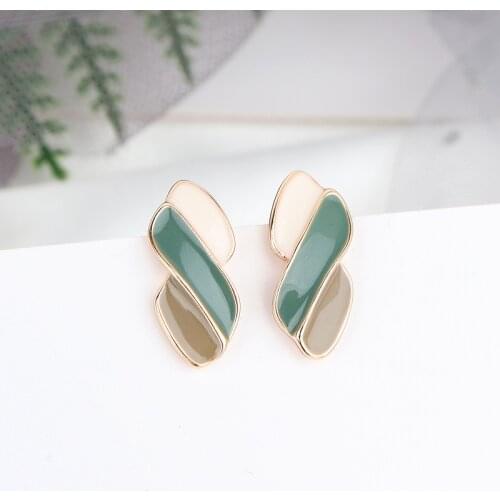 Fashionable Korean style wavy twisted oil color female earrings