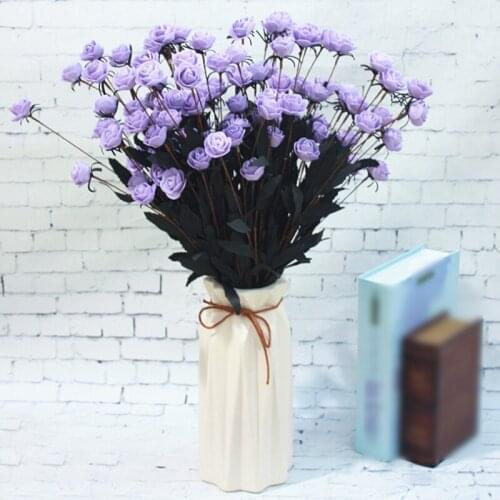 Fashion 15 Flower Head Multi Color Artificial Flower Bouquet of Roses Wedding Festival Decoration Ornamental Pastoral Style