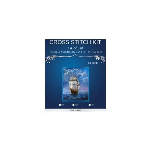 Top Quality Beautiful Lovely Counted Cross Stitch Kit Landscape Embroidery Cross sti8th set Blue boat in sea