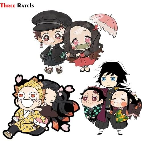 Three Ratels B280 Chibi Kimetsu No Yaiba Stickers For Motorcycle Vinyl Material Decoration Decals