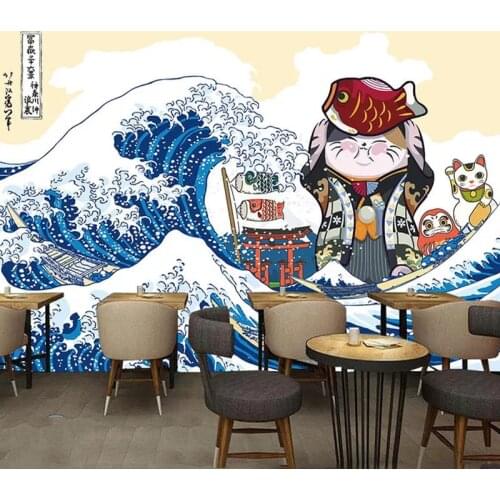 Japanese Style Sushi Backdrop Wall Sticker Room Decoration Aesthetic Home Living Room Art Decor Painting Self-adhesive Wallpaper