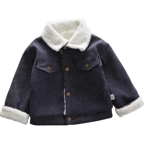 2021 new Baby plus velvet padded jacket, boys baby winter clothes, Korean style Plus velvet thickening warm cotton clothes