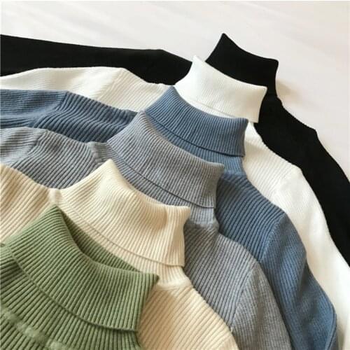 Autumn Winter Thick Sweater Women Knitted Pullover Ribbed Sweater Long Sleeve Turtleneck Slim Warm Soft Pull Femme Jumper 2021