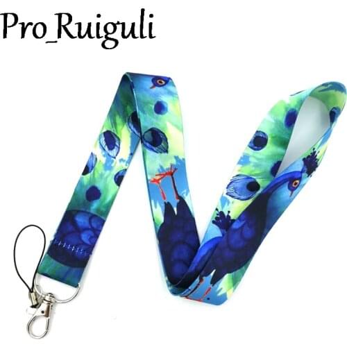 Peacock animal Neck Strap Lanyards ID badge card holder keychain Mobile Phone Strap Gift Ribbon webbing necklace gifts