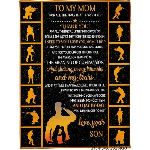 Throw blanket A Letter to My Mom 3D Velvet Plush Blanket Bedspread For Boys Girls Sherpa Blanket Couch Quilt Cover Travel 53