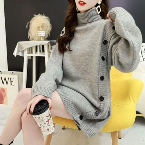 Thicken Women Warm Sweater Tops 2021 Korean Casual Turtleneck Knit Long Sleeve Pullover Jumpers Female Pull Femme Automne Hiver