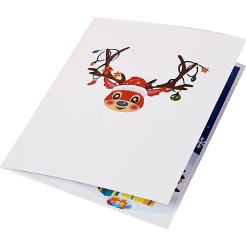 Christmas Redeer Elk 3D Pop-Up Greeting Card for Xmas New Year Holiday Postcards